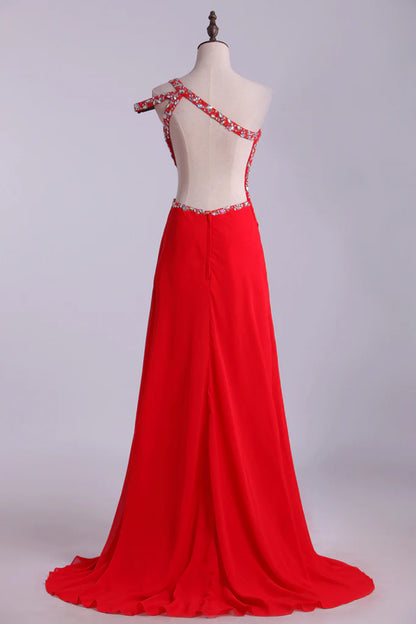 Party Dresses Sheath Floor Length One Shoulder With Slit