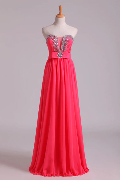 Party Dresses Sweetheart A Line Chiffon With Ruffles Floor Length