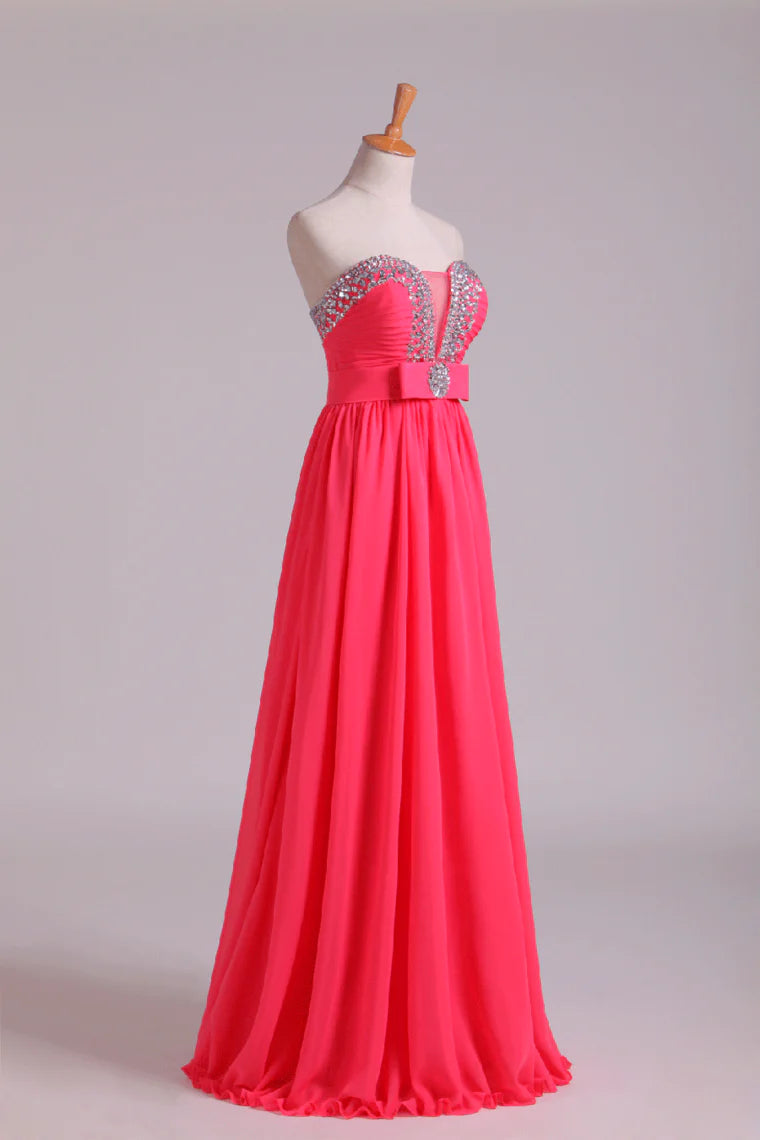 Party Dresses Sweetheart A Line Chiffon With Ruffles Floor Length