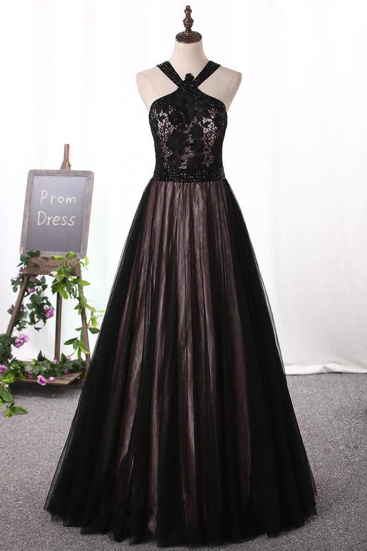 Party Dresses Tulle & Lace With Beading Floor Length A Line