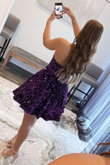 Pretty Sequin Sweetheart Short Homecoming Dress Cute Strapless Dress For Teens