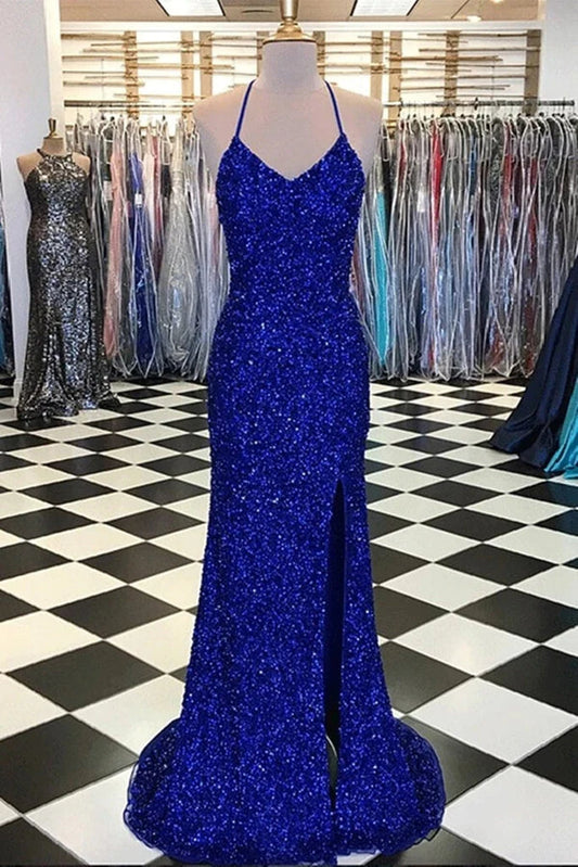 Prom Dresses Sexy Mermaid Spaghetti Strap Crystal Floor Length Formal Occasion Dress