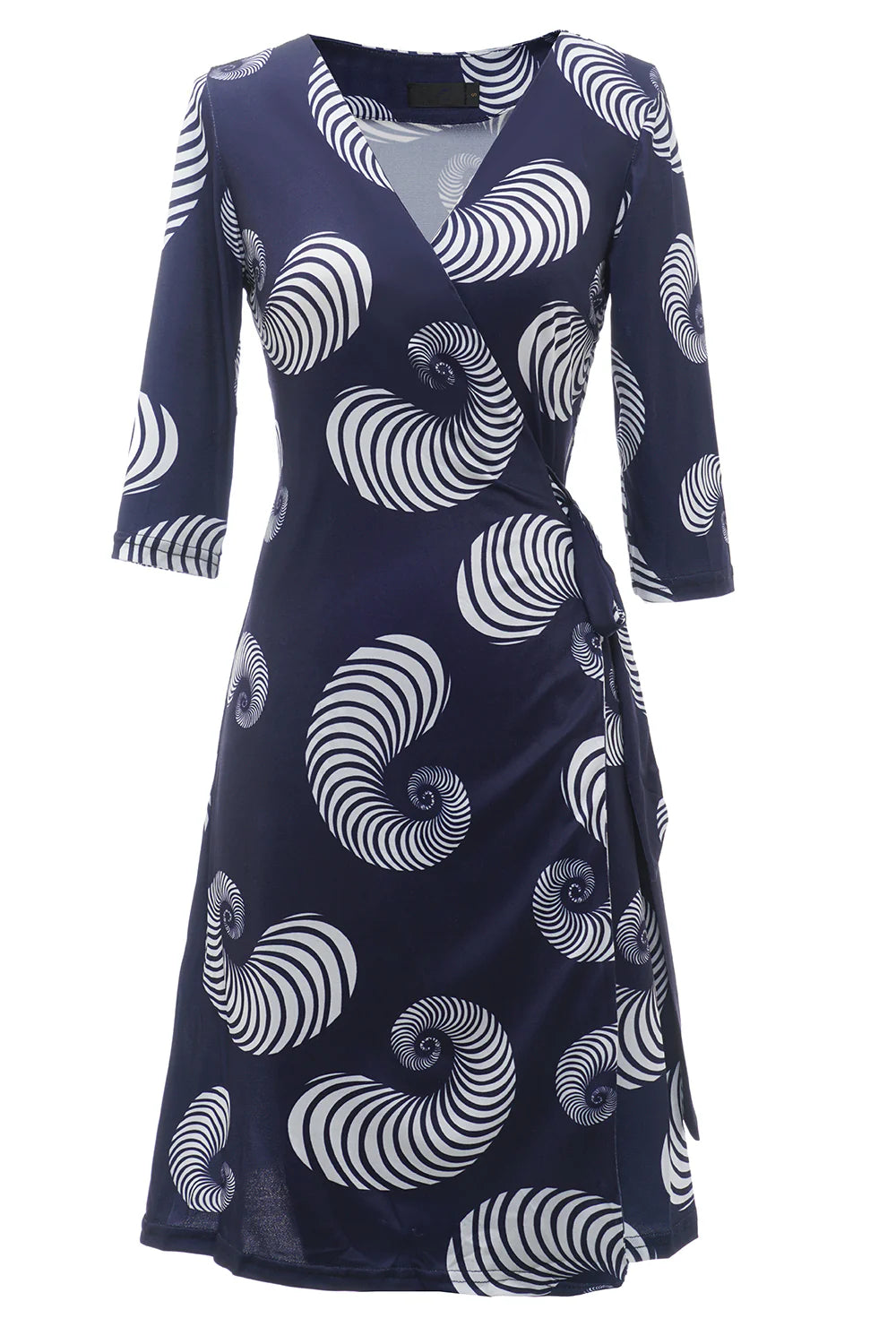 Navy Blue Geometry Printed Wedding Guest Dress