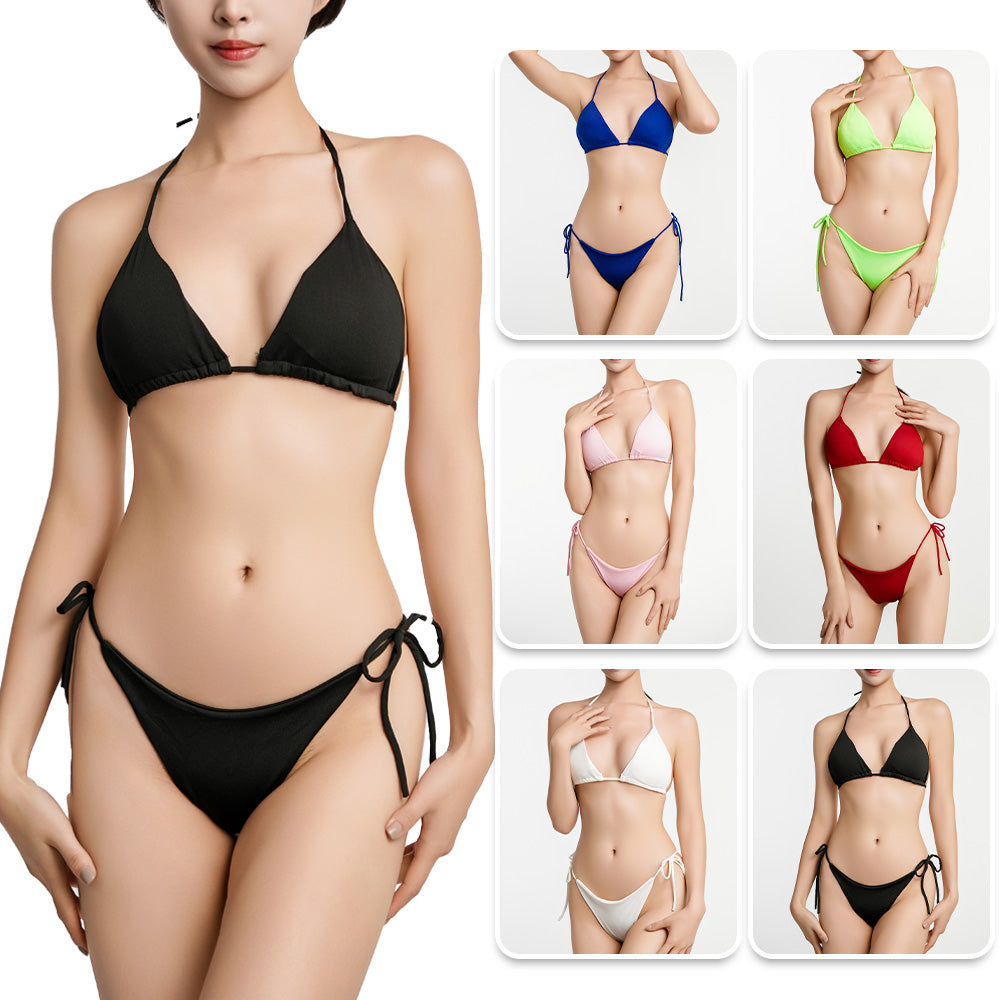 Beaira Sexy Women Padded Thong Bikini Set Tie Up Halter Triangle Swimsuit Bandage Bathingsuit Beach Wear Woman Swimwear Biquinis 2Pcs