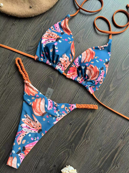 Beaira Swimwear Women Leopard Print Brazilian Bikini Set Sexy Thong Swimsuit Two Pieces Bathing Suit Women Beach Wear