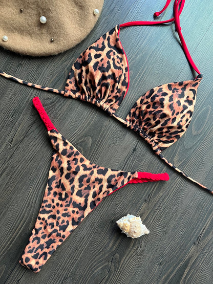 Beaira Swimwear Women Leopard Print Brazilian Bikini Set Sexy Thong Swimsuit Two Pieces Bathing Suit Women Beach Wear