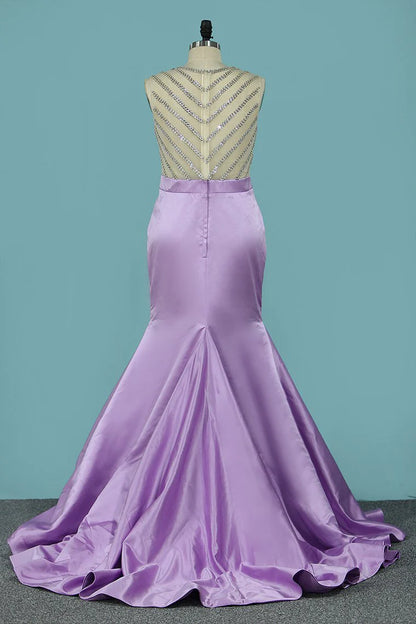 Sexy Mermaid/Trumpet Party Dresses Scoop Satin With Beadings