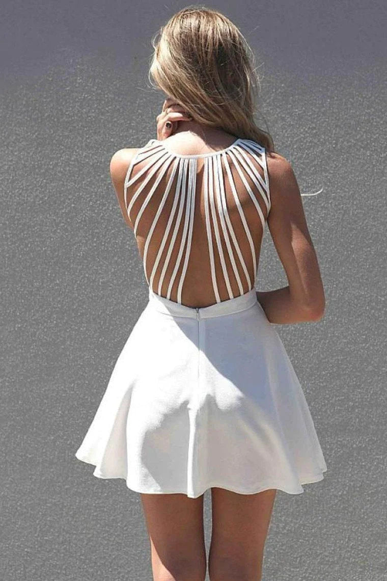 Sexy Open Back Straps Cocktail Dresses A Line Short/Mini