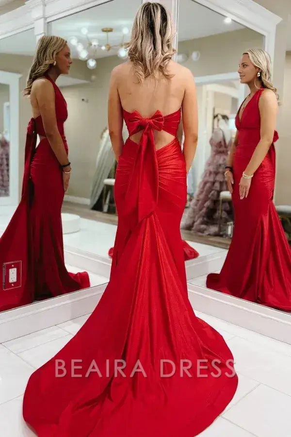 Sexy Deep V Halter Mermaid Party Dress main image 1