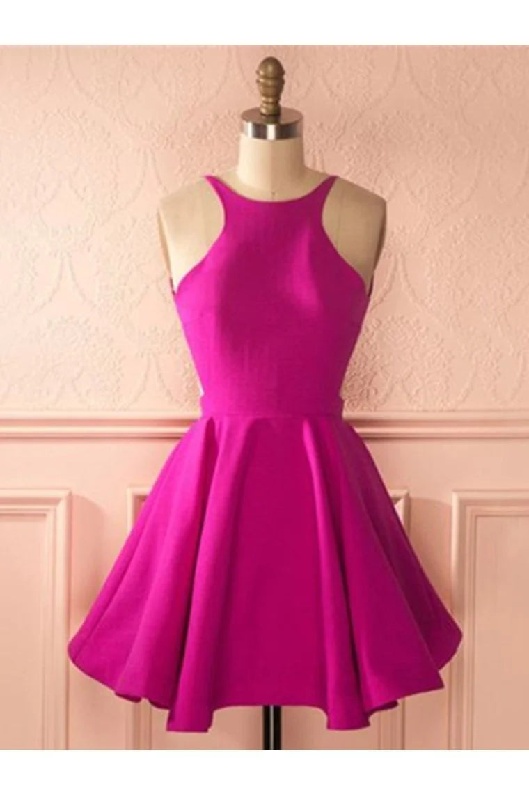 Short/Mini High Neck Sleeveless A Line Backless Homecoming Dress