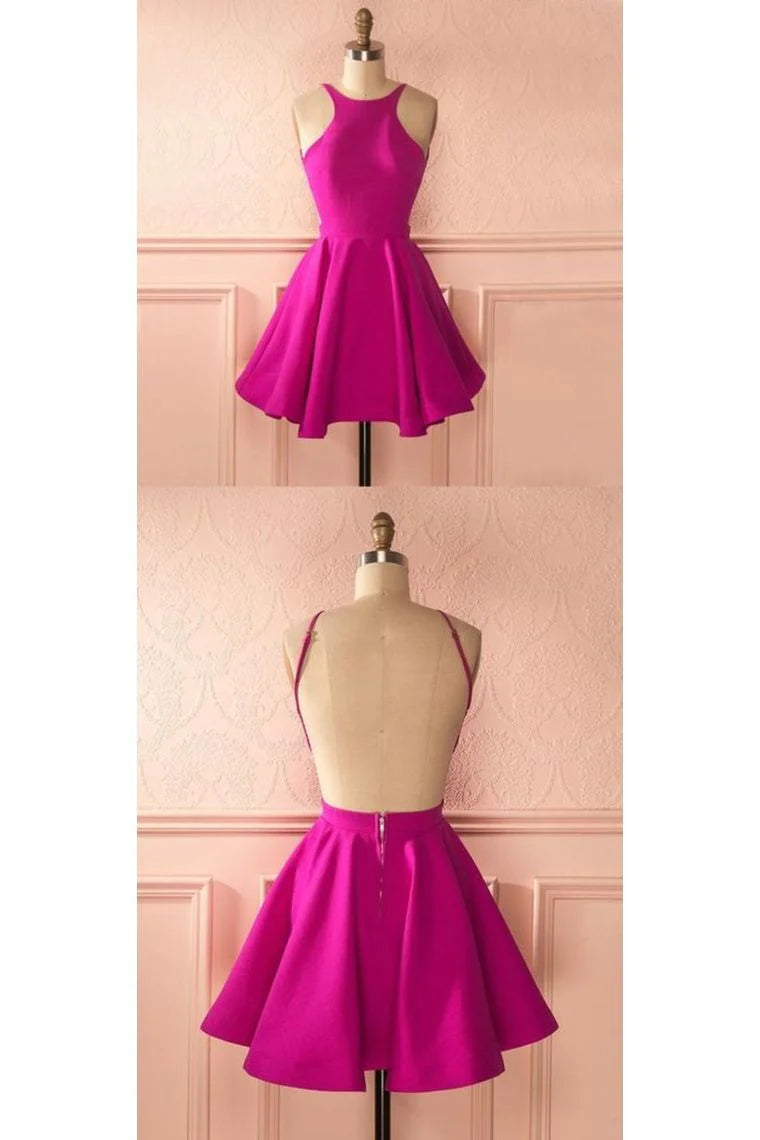 Short/Mini High Neck Sleeveless A Line Backless Homecoming Dress