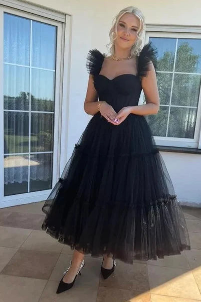 Simple A-Line Sweetheart Homecoming Dress Tulle Tea Length