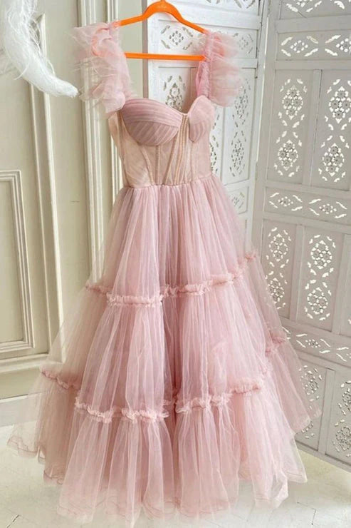 Simple A-Line Sweetheart Homecoming Dress Tulle Tea Length