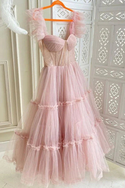 Simple A-Line Sweetheart Homecoming Dress Tulle Tea Length