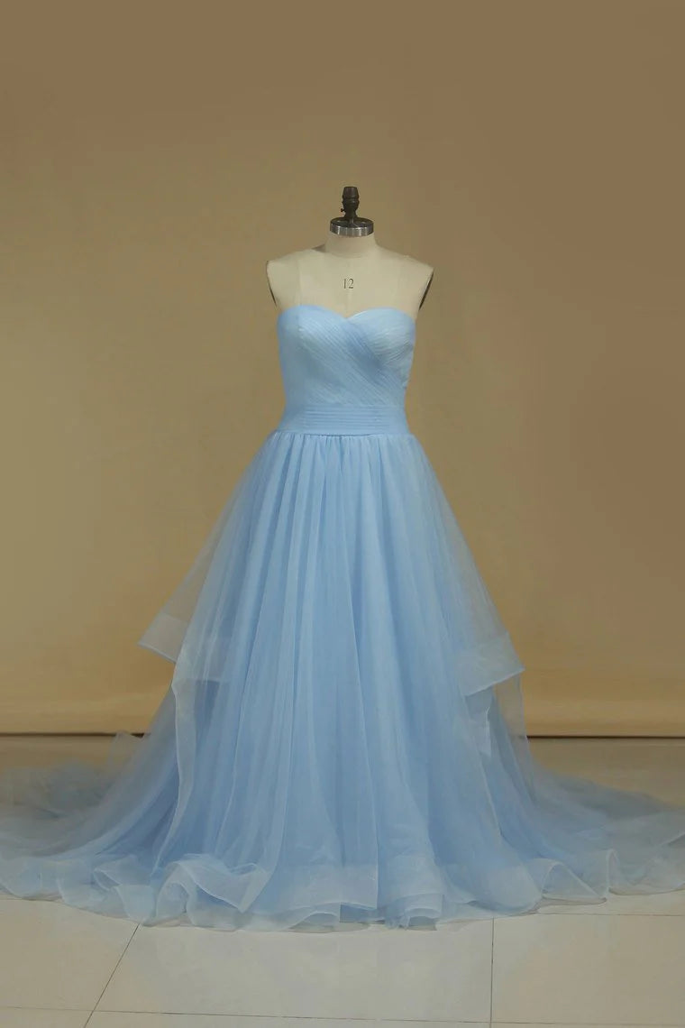 Simple Party Dresses A-Line Sweetheart Floor-Length Tulle