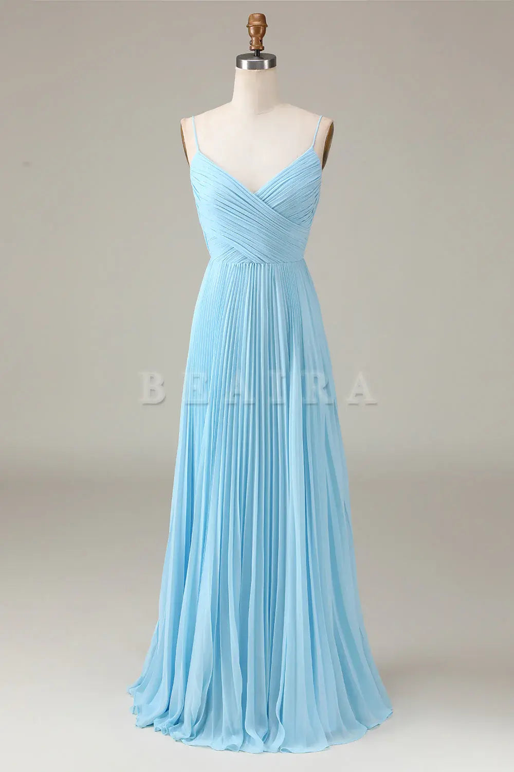 Beaira Sky Blue A-Line Spaghetti Straps Pleated Chiffon Bridesmaid Dress Bridesmaid dress shop