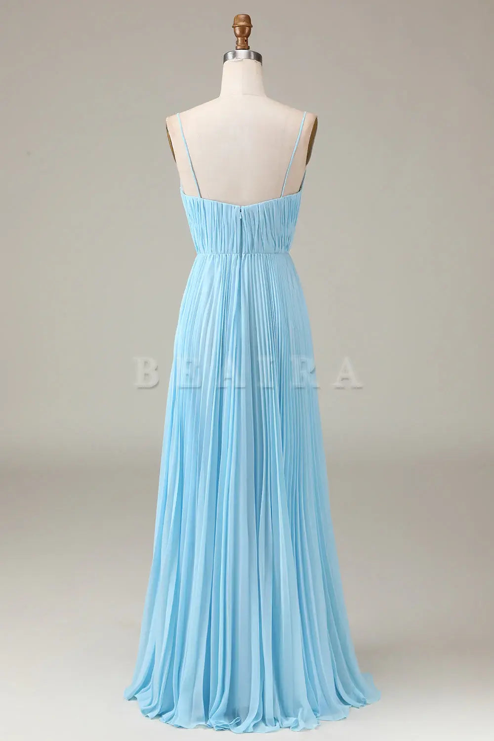 Beaira Sky Blue A-Line Spaghetti Straps Pleated Chiffon Bridesmaid Dress Bridesmaid dress shop