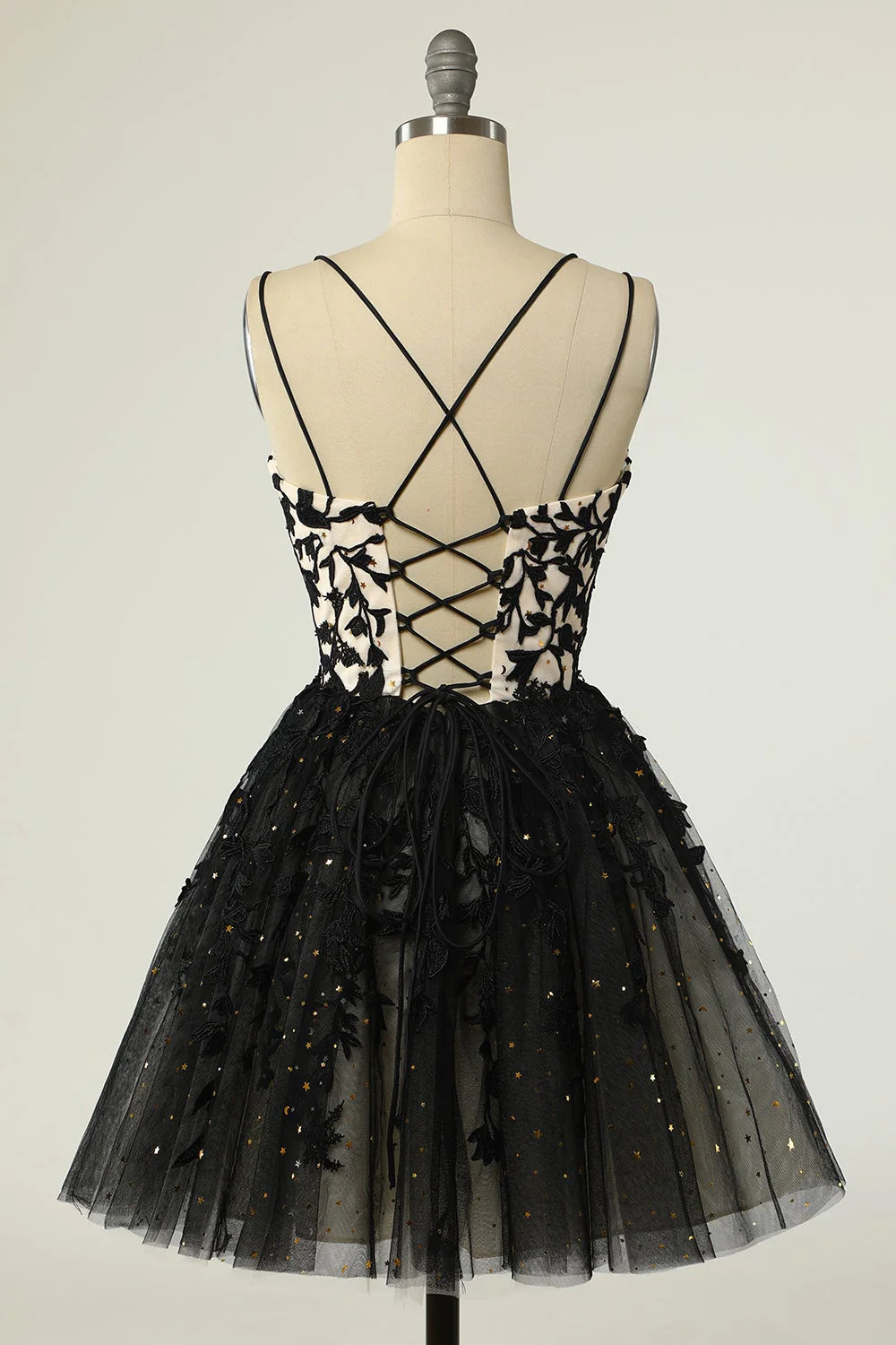 Spaghetti Strap Black sSmple Lace Cheap Sexy Homecoming Prom Dress