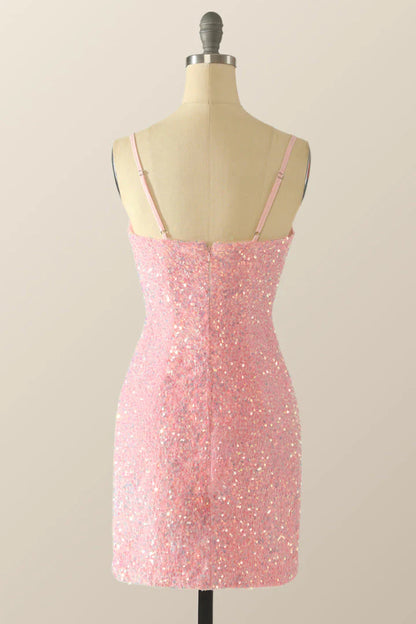 Spaghetti Straps Sequin Bodycon Short/Mini Homecoming Dress