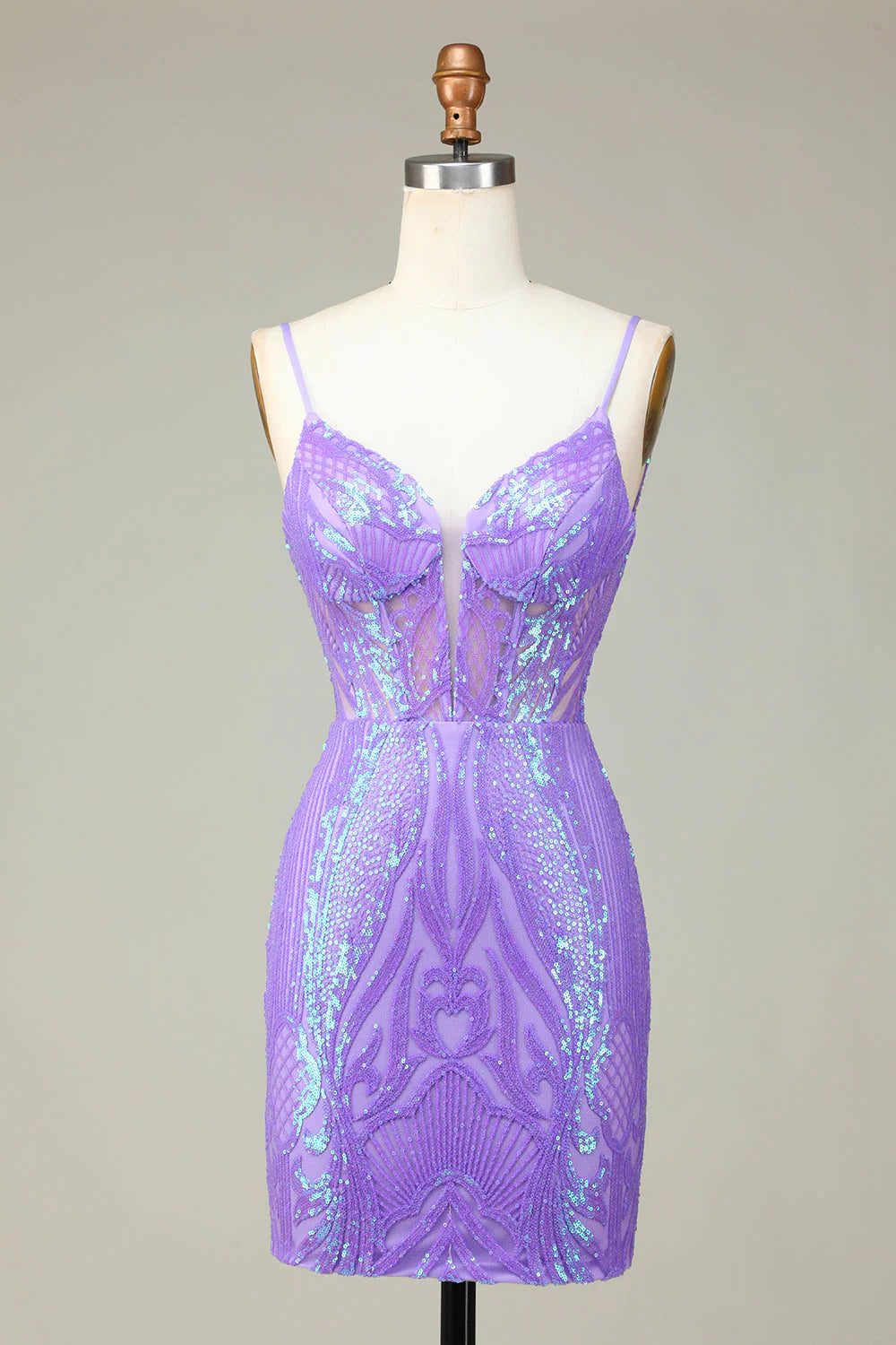 Sparkly Bodycon Spaghetti Straps Sequin Homecoming Dress