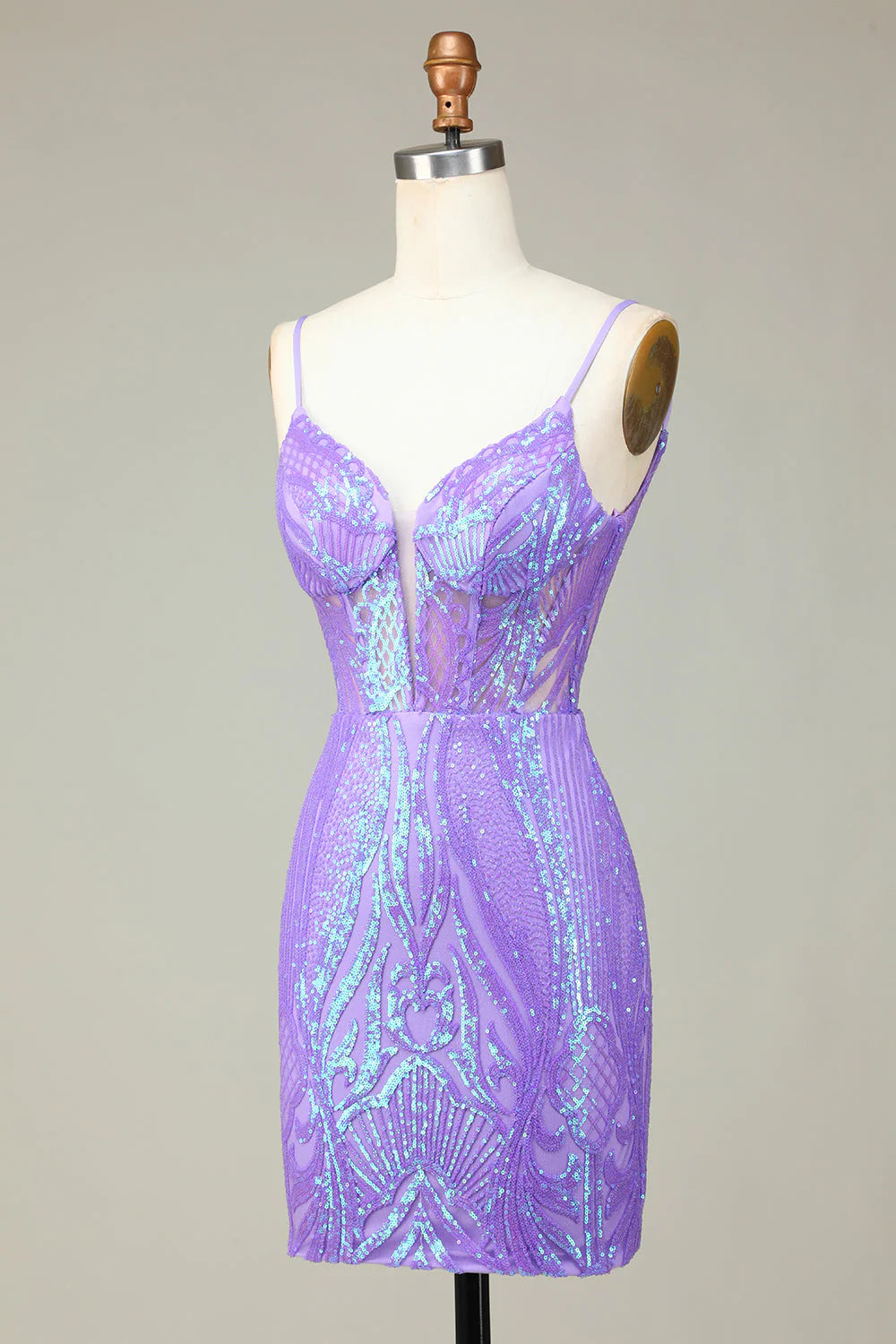 Sparkly Bodycon Spaghetti Straps Sequin Homecoming Dress