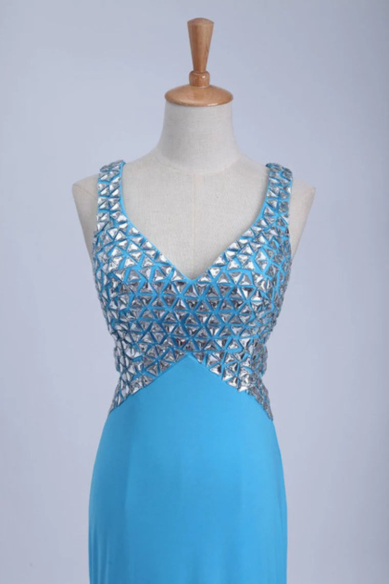 Straps Party Dresses Open Back Sheath/Column With Beading