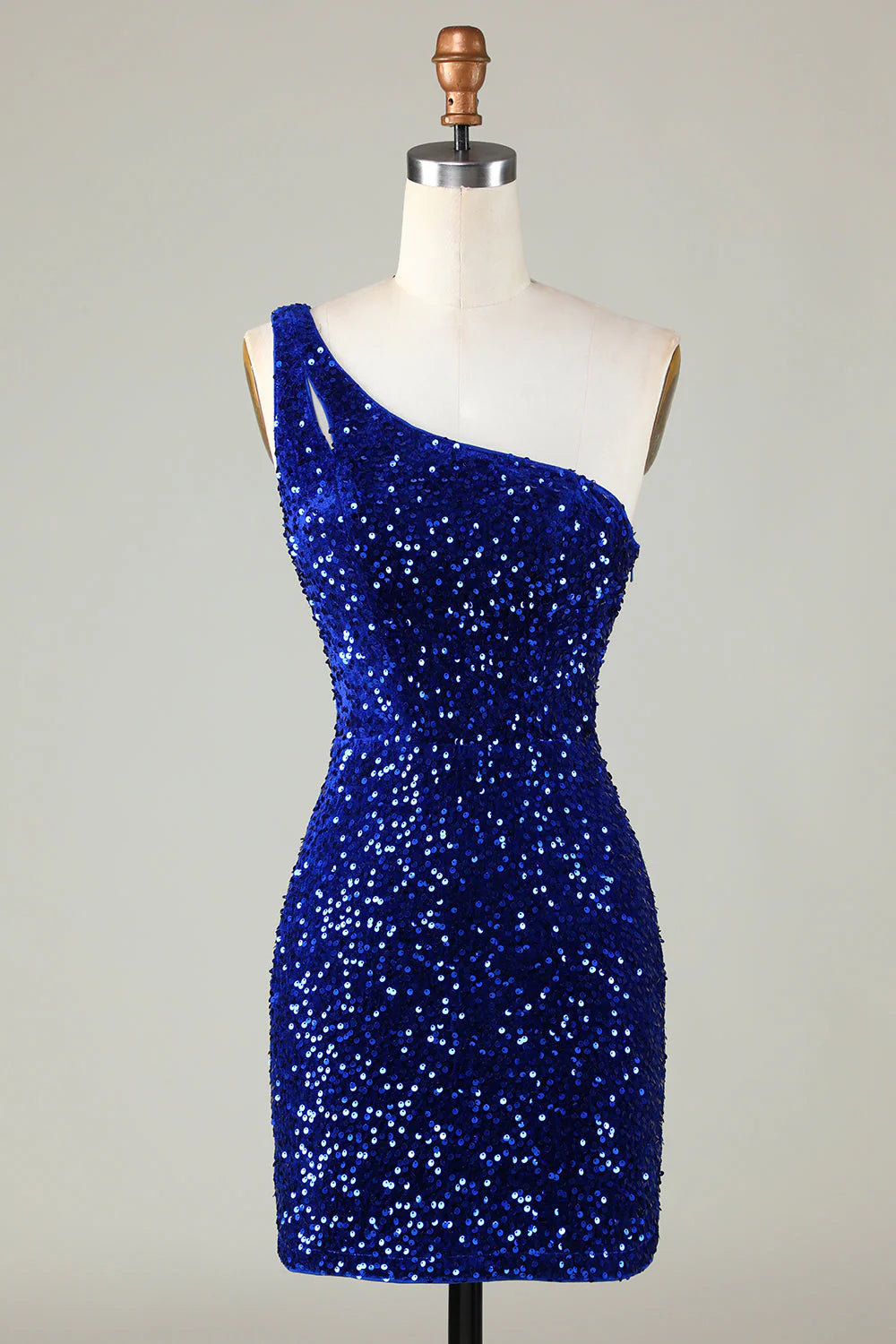 Stunning Hot Sale Sheath One Shoulder Sequins Mini Dress Homecoming Dresses