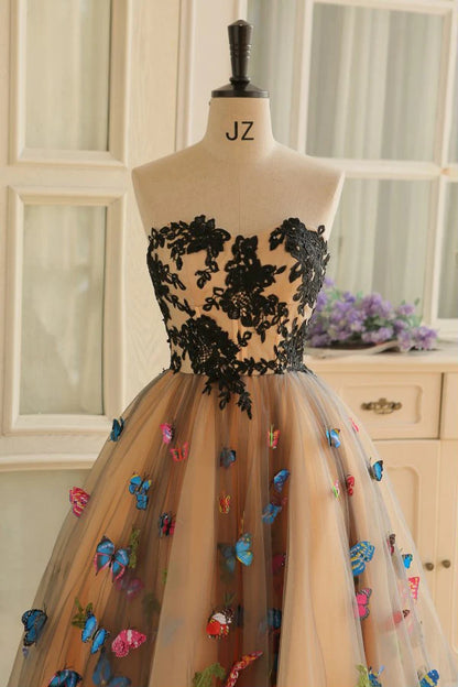 SweetHeart Neckline A Line Homecoming Dresses Colorful Butterflies Appliques Short Cocktail Dresses