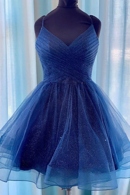 Tulle Lace Cocktail Dress Royal Blue Fitted Homecoming Dress Short Prom Dress