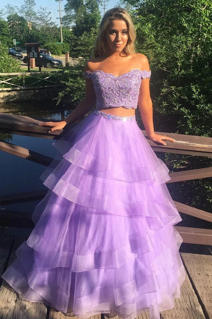 A Line Off The Shoulder Tulle Formal Prom Dresses