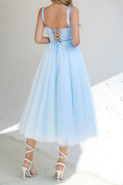 Unique A Line Sweetheart Sky Blue Tulle Homecoming Dress