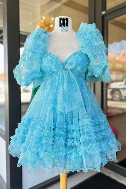 Unique Short Layered Tulle Sweetheart Neck Short Cocktail Dress, Homecoming Dresses