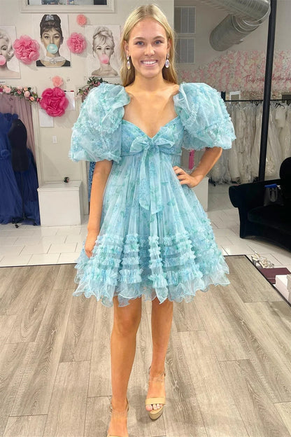 Unique Short Layered Tulle Sweetheart Neck Short Cocktail Dress, Homecoming Dresses