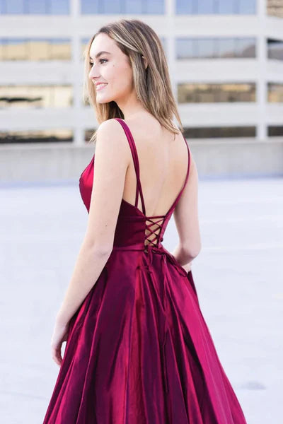 Velvet Spaghetti Strap Floor Length Prom Dresses With Slit