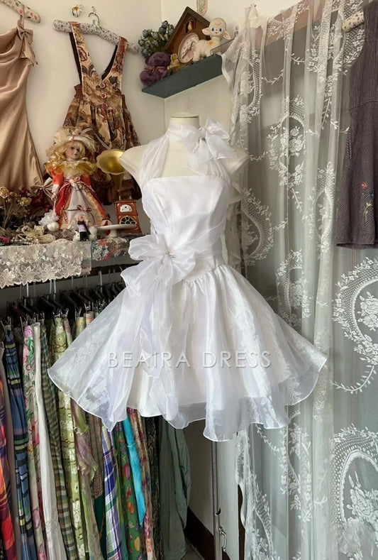 Beaira Vintage Fashion Ball Gown White Short Length Homecoing Birthday Dress Prom Dresses