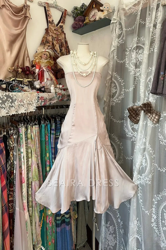 Beaira Vintage Fashion Mermaid Strapless Short Length Homecoing Birthday Dress Cocktail Dresses