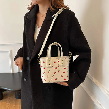 Beaira Women Fashion Tote Bag Large Capacity Trendy Commuting Bag with Cherry Pendant Stylish Crossbody Bag Aesthetic Handbag