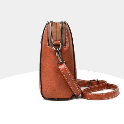 Beaira Women Retro Messenger Bag Solid Color PU Crossbody Bag Waterproof Scratch-Resistant Versatile Zipper Crossbody Wallet Phone Bag