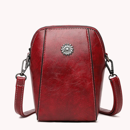 Beaira Women Retro Messenger Bag Solid Color PU Crossbody Bag Waterproof Scratch-Resistant Versatile Zipper Crossbody Wallet Phone Bag