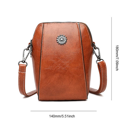 Beaira Women Retro Messenger Bag Solid Color PU Crossbody Bag Waterproof Scratch-Resistant Versatile Zipper Crossbody Wallet Phone Bag