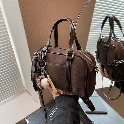 Beaira Women Suede Top-handle Bag Adjustable Strap Crossbody Purse With Interior Pocket Handbag Clutch Purse for Work Travel