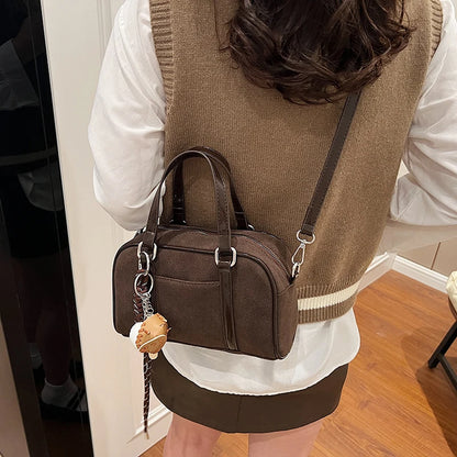 Beaira Women Suede Top-handle Bag Adjustable Strap Crossbody Purse With Interior Pocket Handbag Clutch Purse for Work Travel