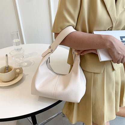 Beaira Women Vintage Underarm Bag PU Leather Soft Hobo Bags Solid Color Casual Armpit Handbag Girls Outdoor Daily Bag