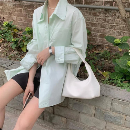 Beaira Women Vintage Underarm Bag PU Leather Soft Hobo Bags Solid Color Casual Armpit Handbag Girls Outdoor Daily Bag