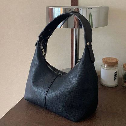 Beaira Women Vintage Underarm Bag PU Leather Soft Hobo Bags Solid Color Casual Armpit Handbag Girls Outdoor Daily Bag