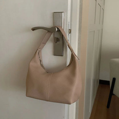Beaira Women Vintage Underarm Bag PU Leather Soft Hobo Bags Solid Color Casual Armpit Handbag Girls Outdoor Daily Bag