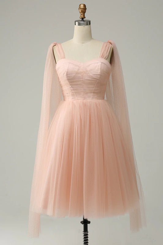 Beaira A Line Blush Sweetheart Midi Prom Dress