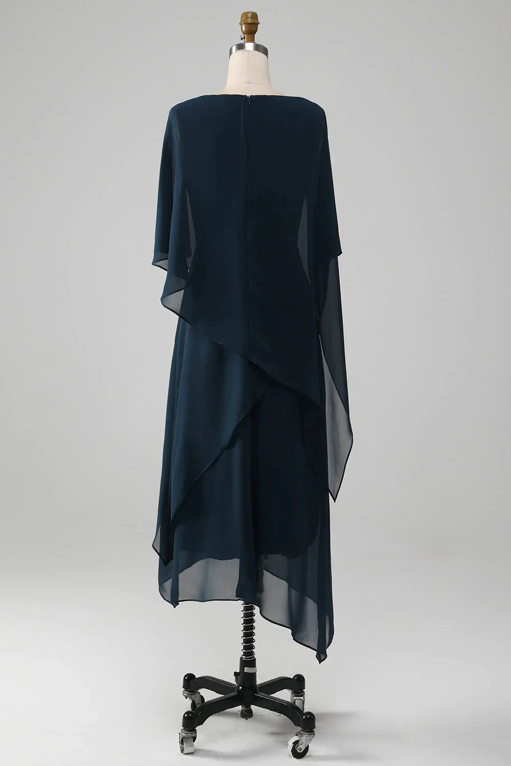 Navy Chiffon A-line Scoop Neckline Mother of the Bride Dress