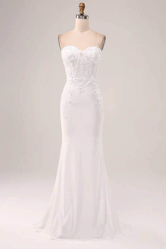 Beaira Ivory Strapless Mermaid Wedding Party Dress