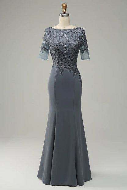 Grey Appliques Mother of Bride Dress